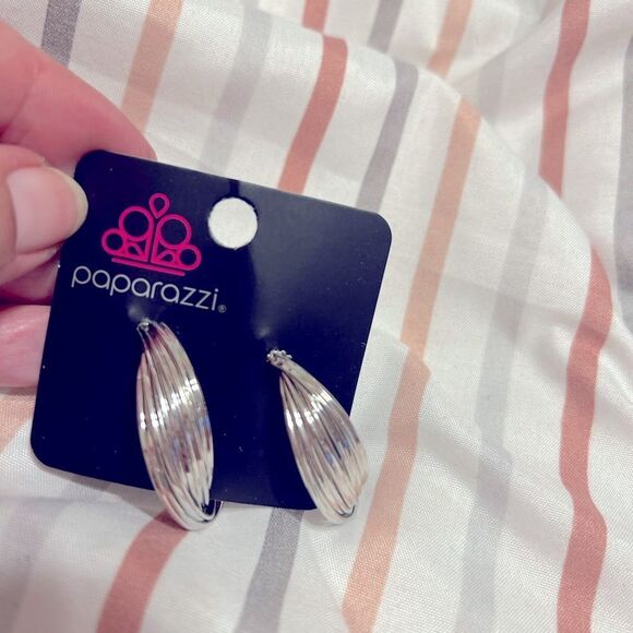 Paparazzi Silver Hoop Earrings - Picture 1 of 14
